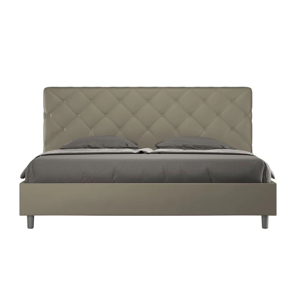 BS COM Letto matrimoniale king size con rete imbottito 200x210 similpelle cappuccino
