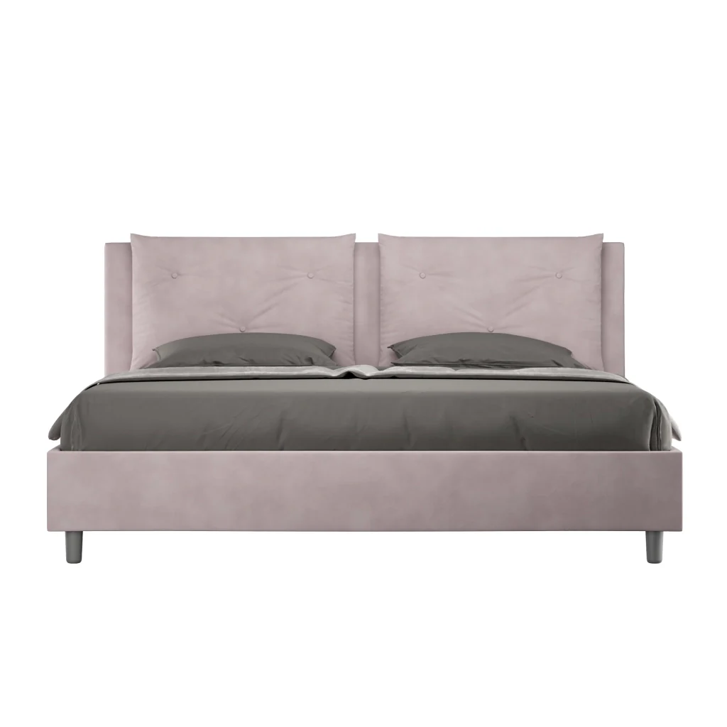 BS COM Letto matrimoniale king size contenitore imbottito 170x190 microfibra glicine