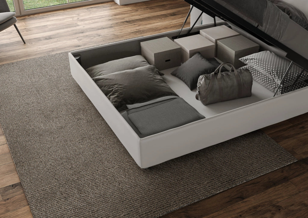 BS COM Letto matrimoniale king size contenitore imbottito 170x190 similpelle bianco - Image 5
