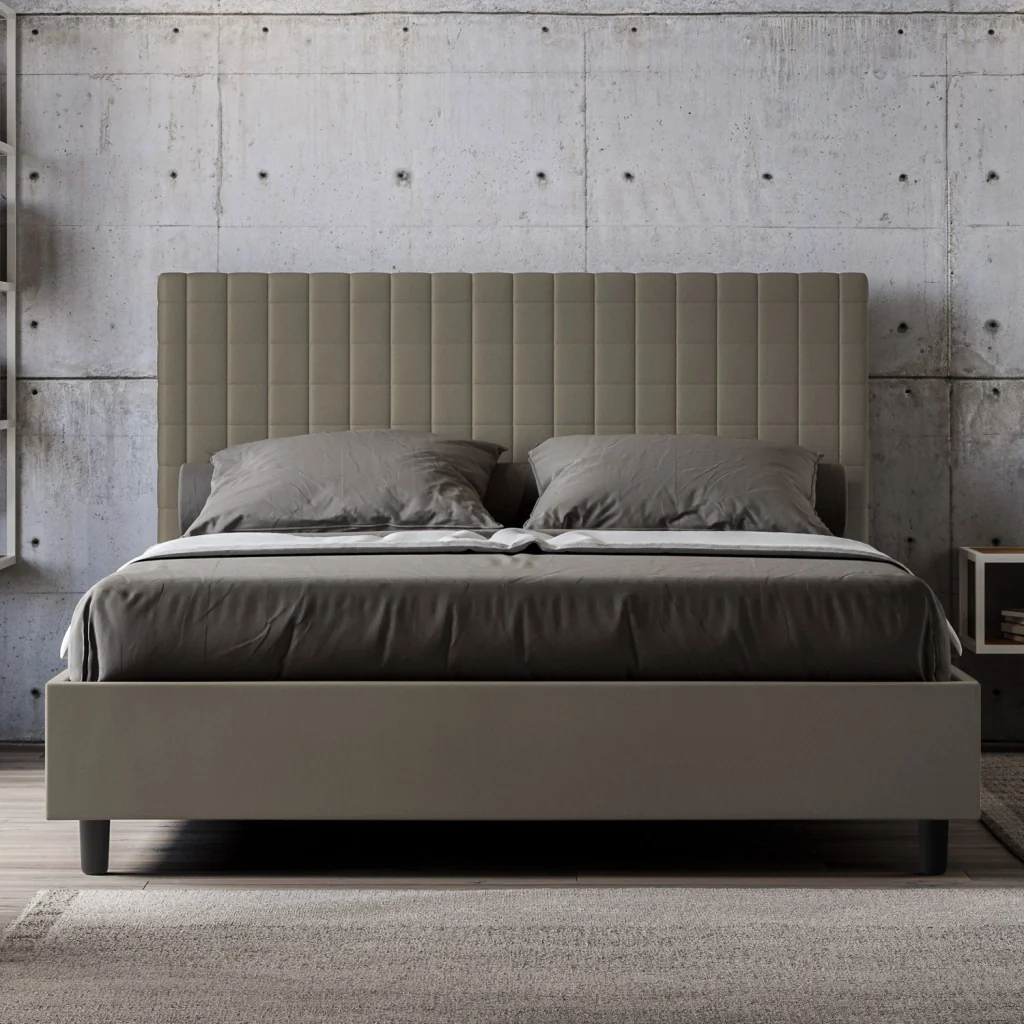 BS COM Letto matrimoniale king size contenitore imbottito 170x190 similpelle cappuccino - Image 5