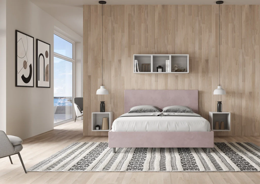 BS COM Letto matrimoniale king size contenitore imbottito 170x210 microfibra glicine - Image 5