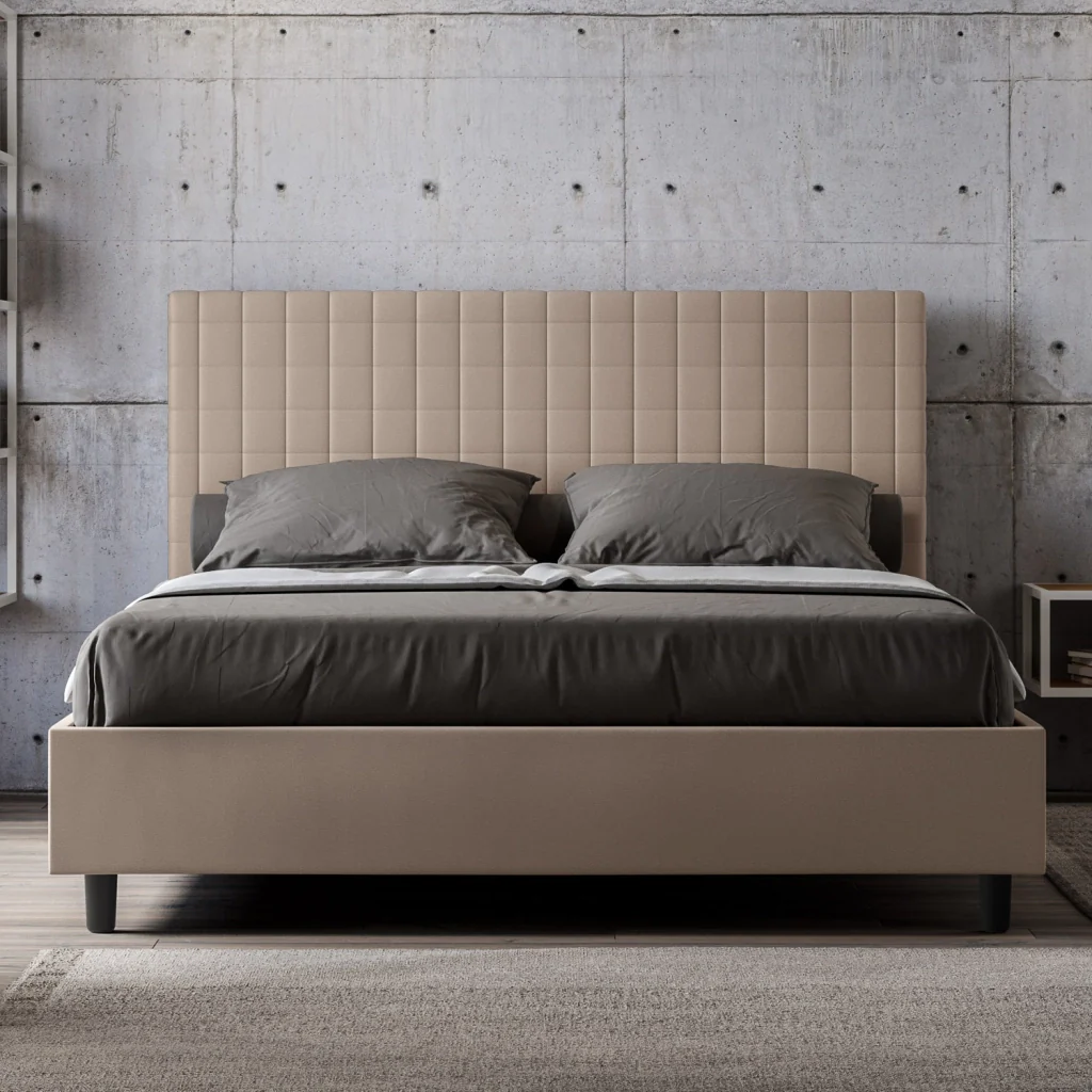 BS COM Letto matrimoniale king size contenitore imbottito 170x210 similpelle tortora - Image 4