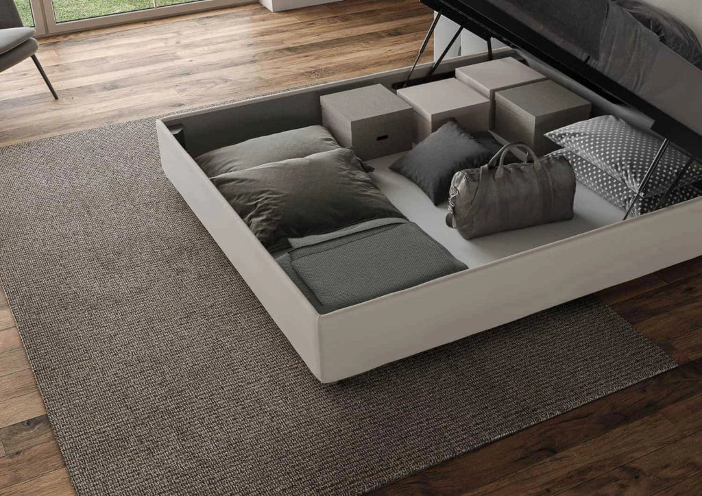 BS COM Letto matrimoniale king size contenitore imbottito 170x210 similpelle tortora - Image 5