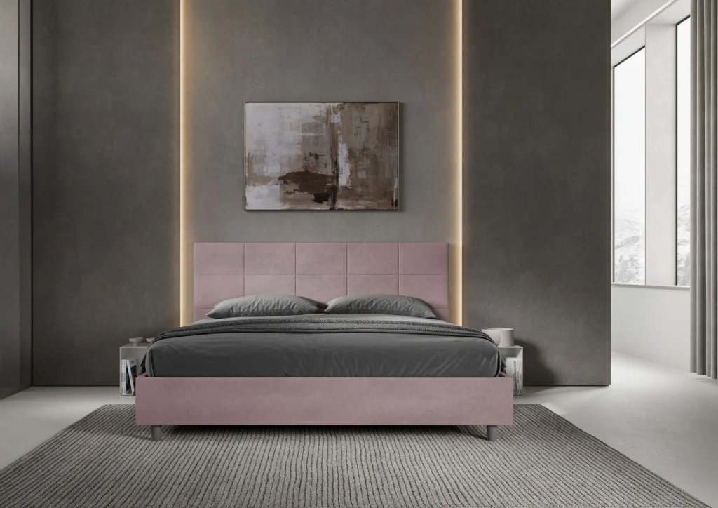 BS COM Letto matrimoniale king size contenitore imbottito 180x200 microfibra glicine - Image 3