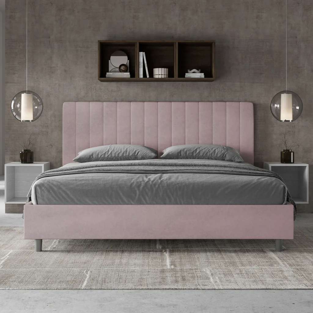 BS COM Letto matrimoniale king size contenitore imbottito 180x210 microfibra glicine - Image 3