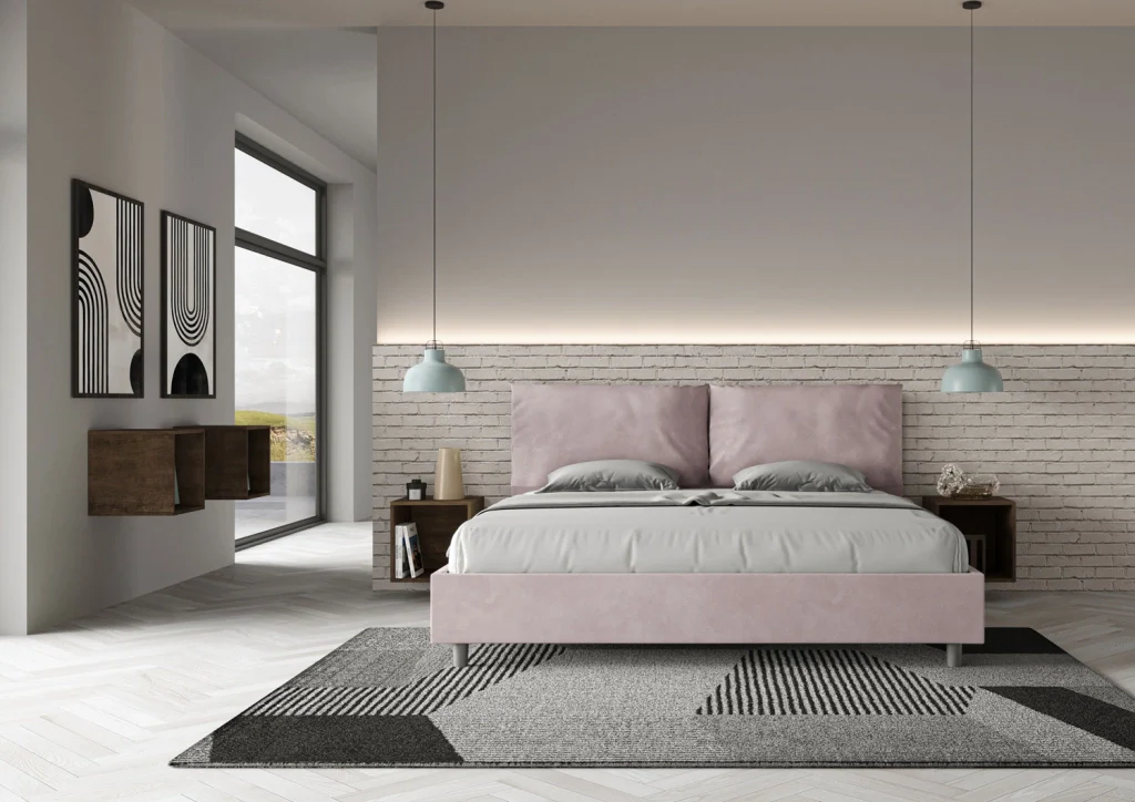 BS COM Letto matrimoniale king size contenitore imbottito 190x190 microfibra glicine Large - Image 2