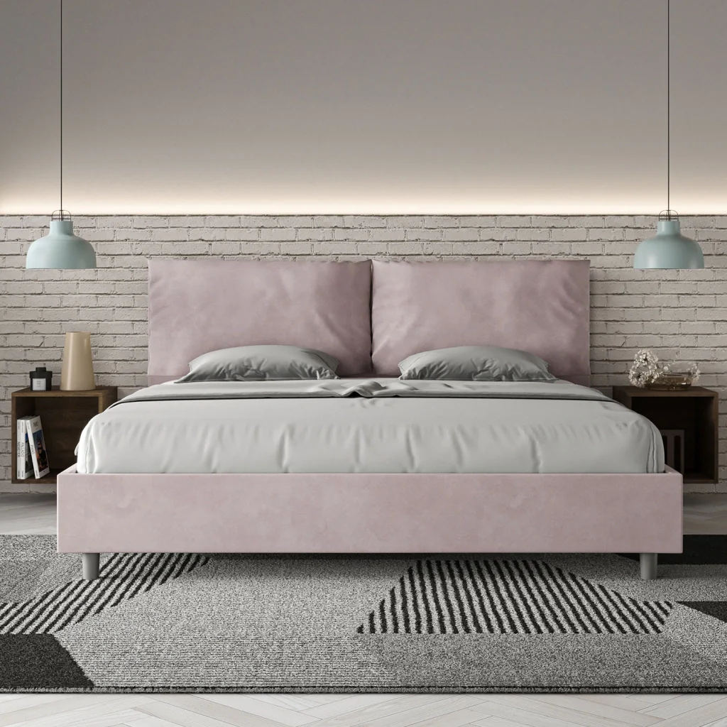 BS COM Letto matrimoniale king size contenitore imbottito 190x190 microfibra glicine Large - Image 5