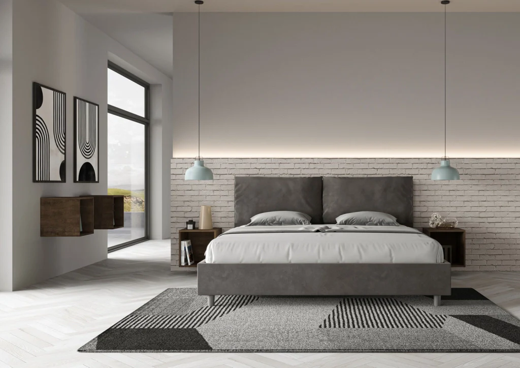 BS COM Letto matrimoniale king size contenitore imbottito 190x200 microfibra grigio Large - Image 5