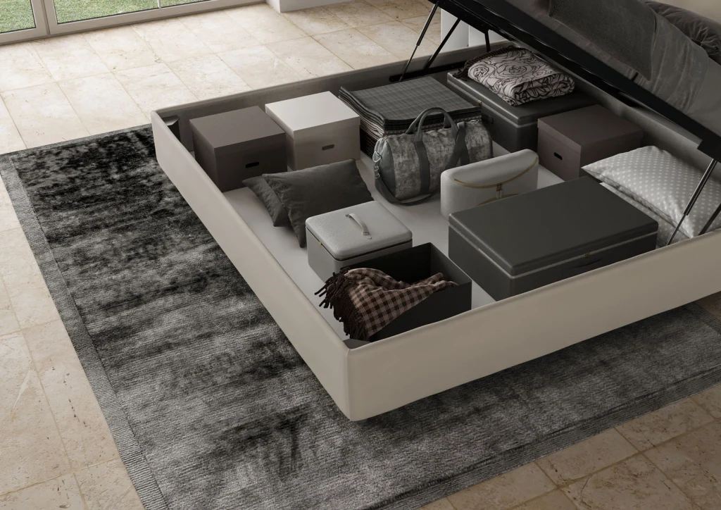 BS COM Letto matrimoniale king size contenitore imbottito 190x200 similpelle tortora - Image 5