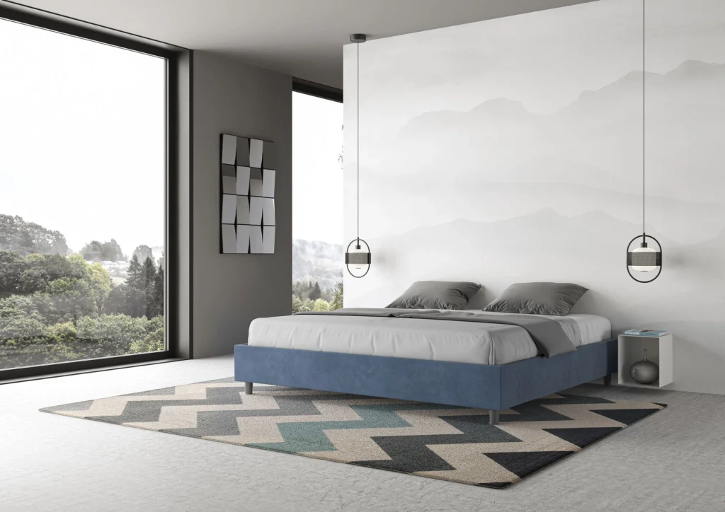 BS COM Letto matrimoniale king size contenitore imbottito 190x210 microfibra blu - Image 3