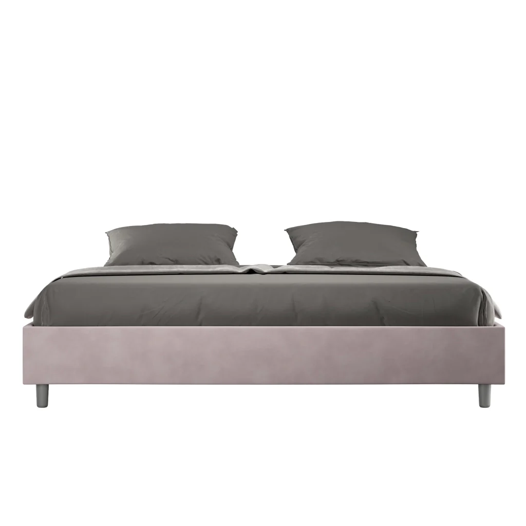 BS COM Letto matrimoniale king size contenitore imbottito 190x210 microfibra glicine