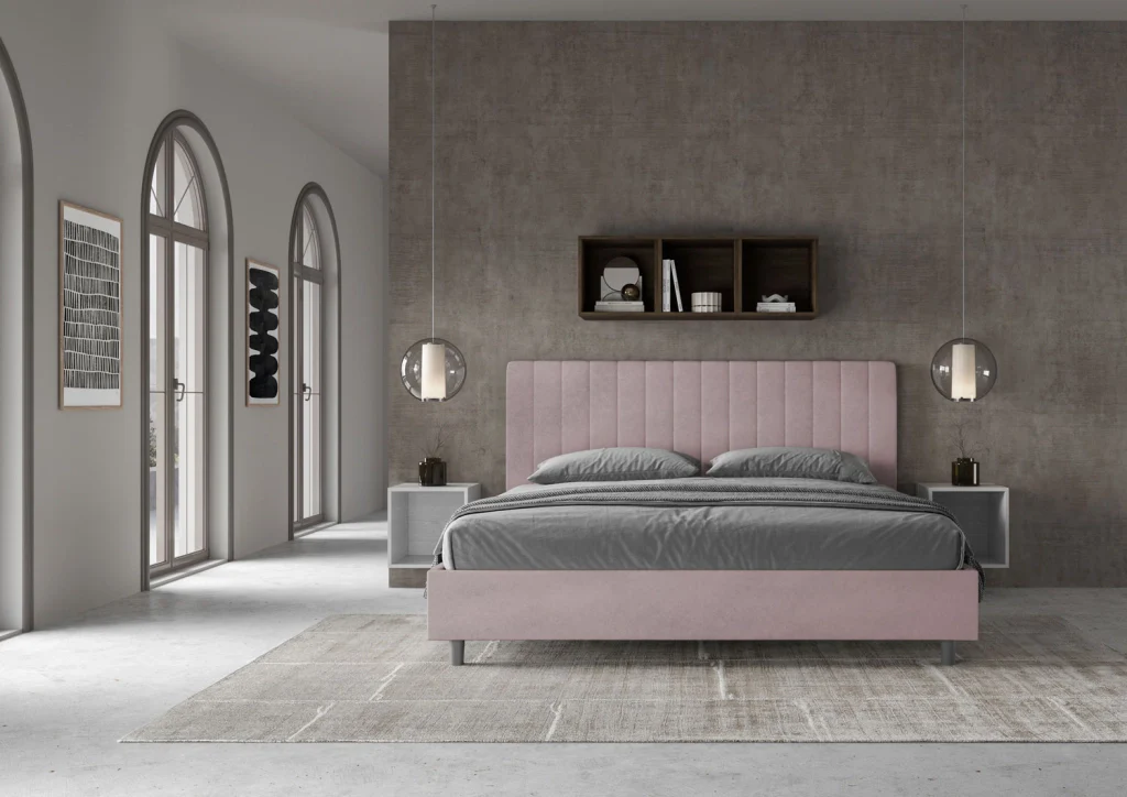 BS COM Letto matrimoniale king size contenitore imbottito 190x210 microfibra glicine - Image 5