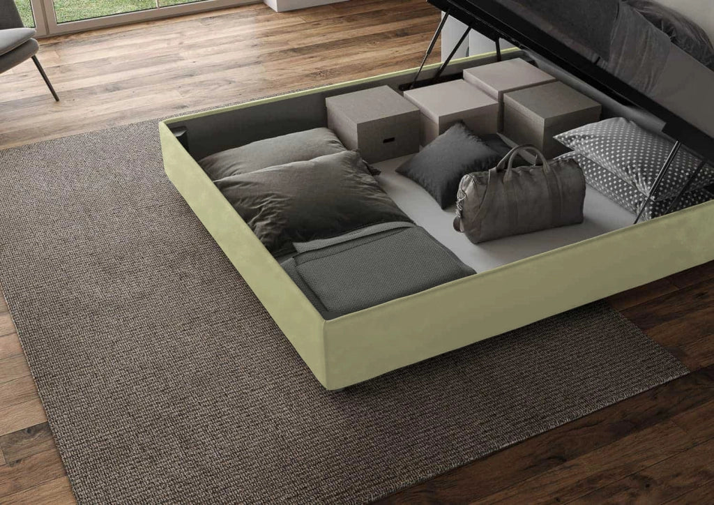 BS COM Letto matrimoniale king size contenitore imbottito 190x210 microfibra tè verde Large - Image 3