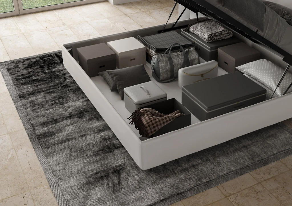 BS COM Letto matrimoniale king size contenitore imbottito 190x210 similpelle bianco - Image 3