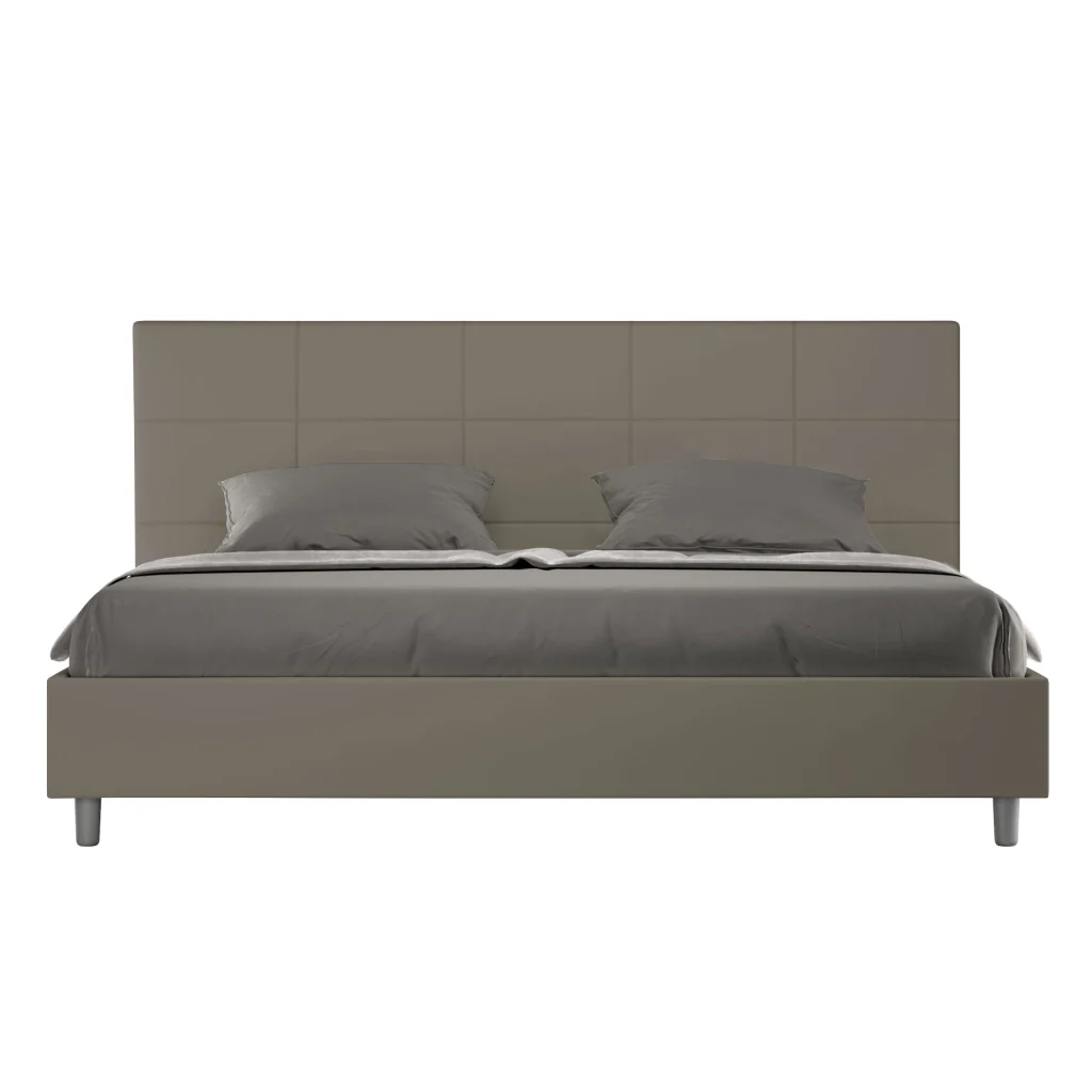 BS COM Letto matrimoniale king size contenitore imbottito 190x210 similpelle cappuccino