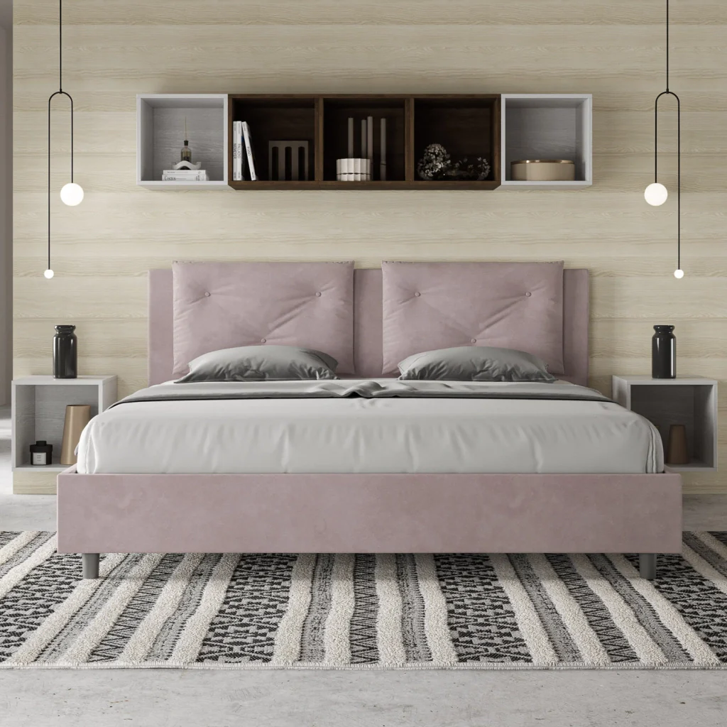 BS COM Letto matrimoniale king size contenitore imbottito 200x200 microfibra glicine - Image 4