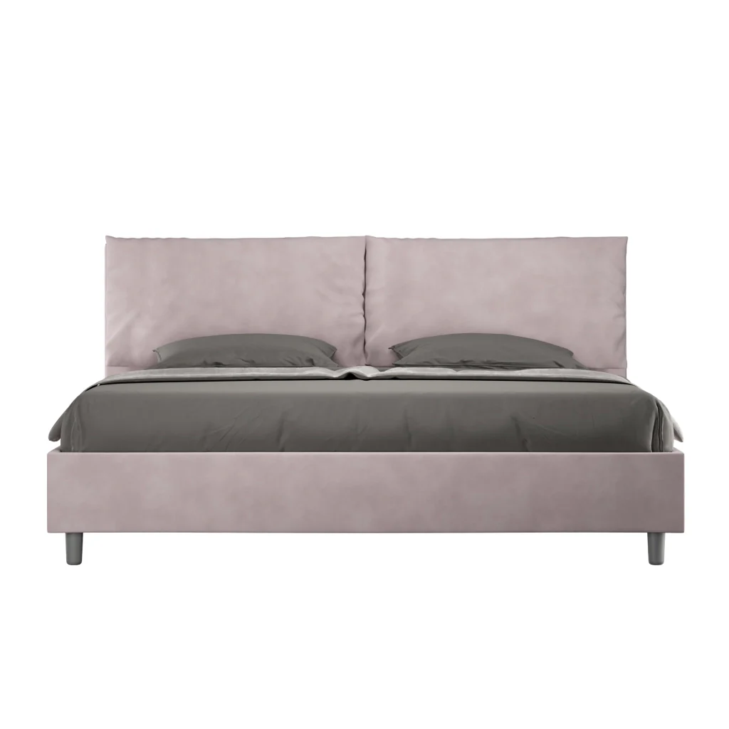 BS COM Letto matrimoniale king size contenitore imbottito 200x200 microfibra glicine