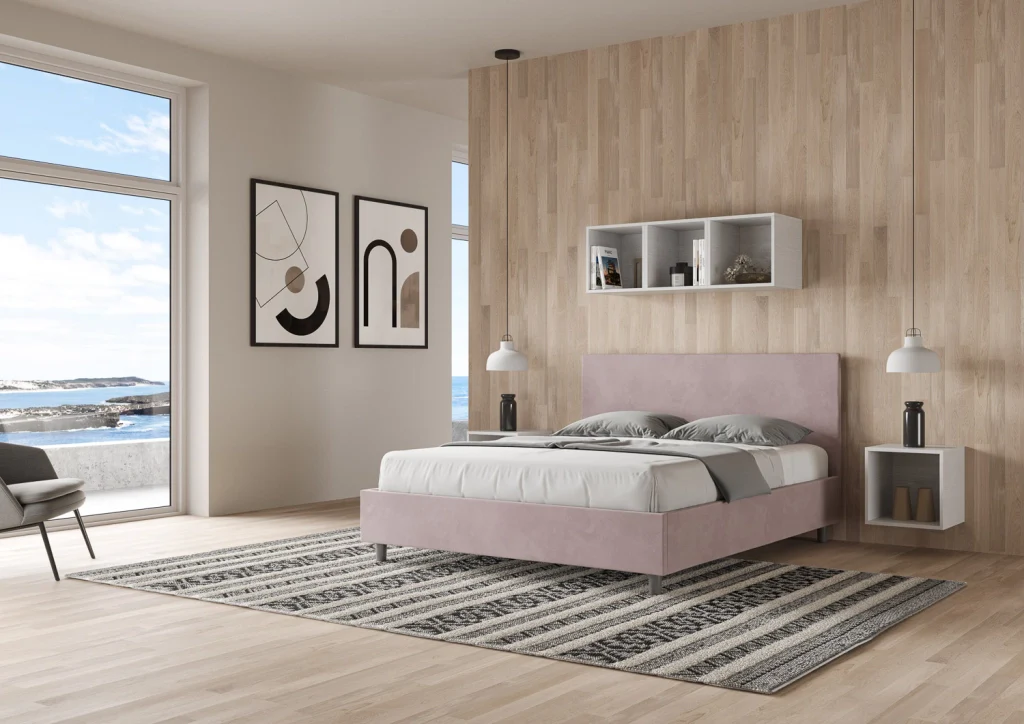 BS COM Letto matrimoniale king size senza rete imbottito 170x190 microfibra glicine - Image 4