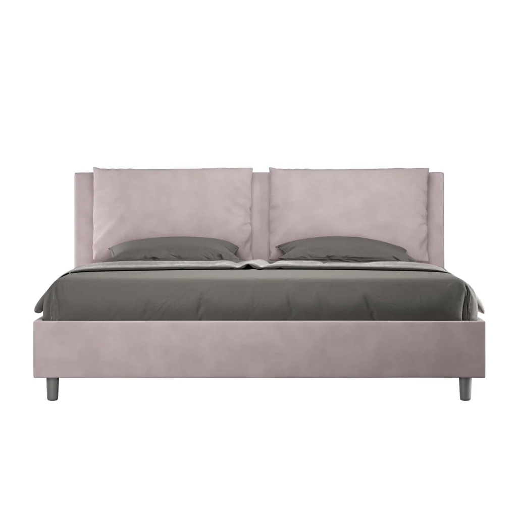 BS COM Letto matrimoniale king size senza rete imbottito 170x190 microfibra glicine