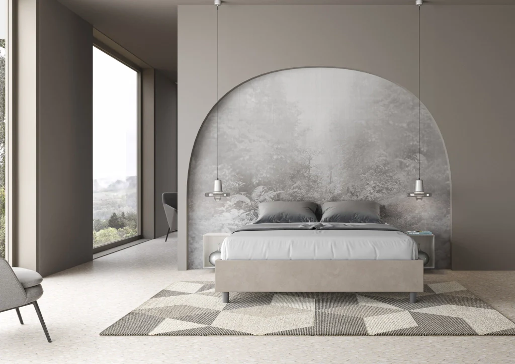 BS COM Letto matrimoniale king size senza rete imbottito 170x190 microfibra sabbia - Image 2