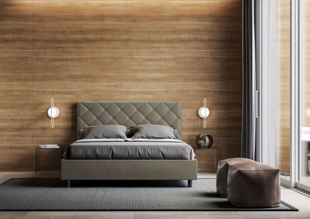 BS COM Letto matrimoniale king size senza rete imbottito 170x190 similpelle cappuccino - Image 2