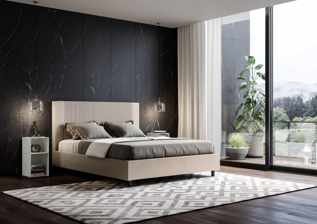 BS COM Letto matrimoniale king size senza rete imbottito 170x190 similpelle tortora - Image 4