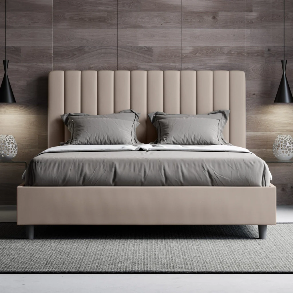 BS COM Letto matrimoniale king size senza rete imbottito 170x190 similpelle tortora - Image 3