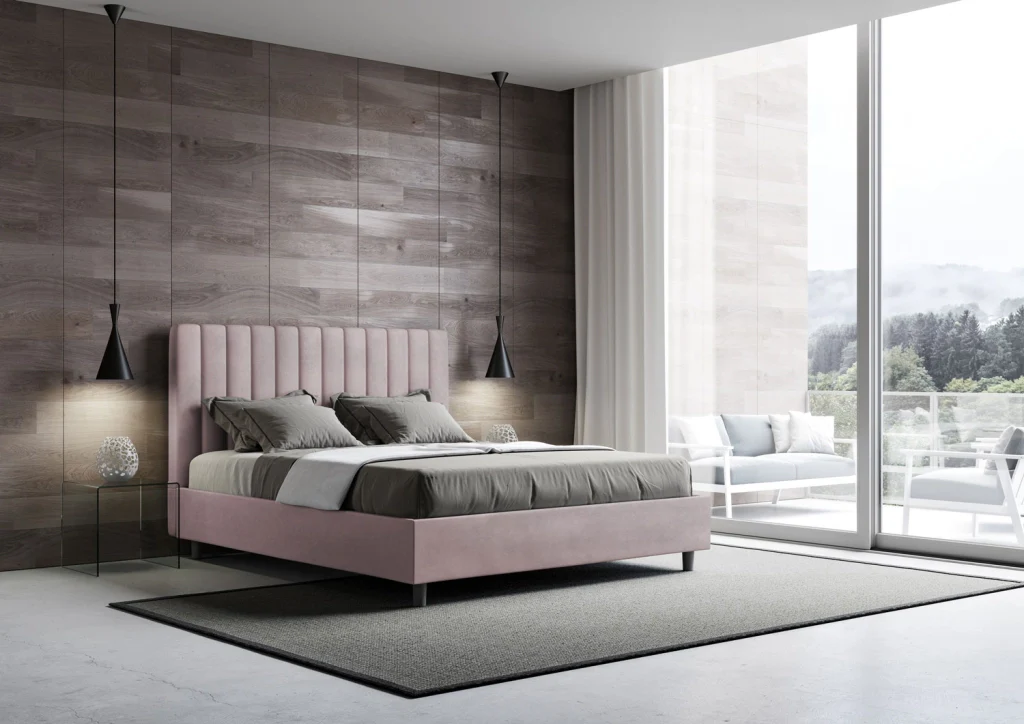 BS COM Letto matrimoniale king size senza rete imbottito 170x200 microfibra glicine - Image 3