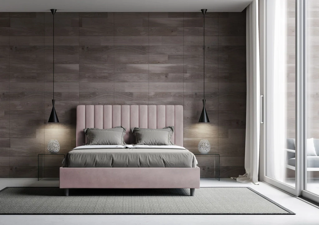 BS COM Letto matrimoniale king size senza rete imbottito 170x200 microfibra glicine - Image 4