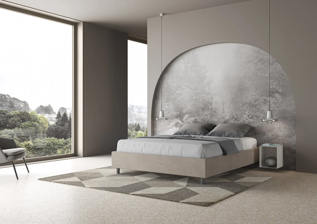 BS COM Letto matrimoniale king size senza rete imbottito 170x200 microfibra sabbia - Image 3