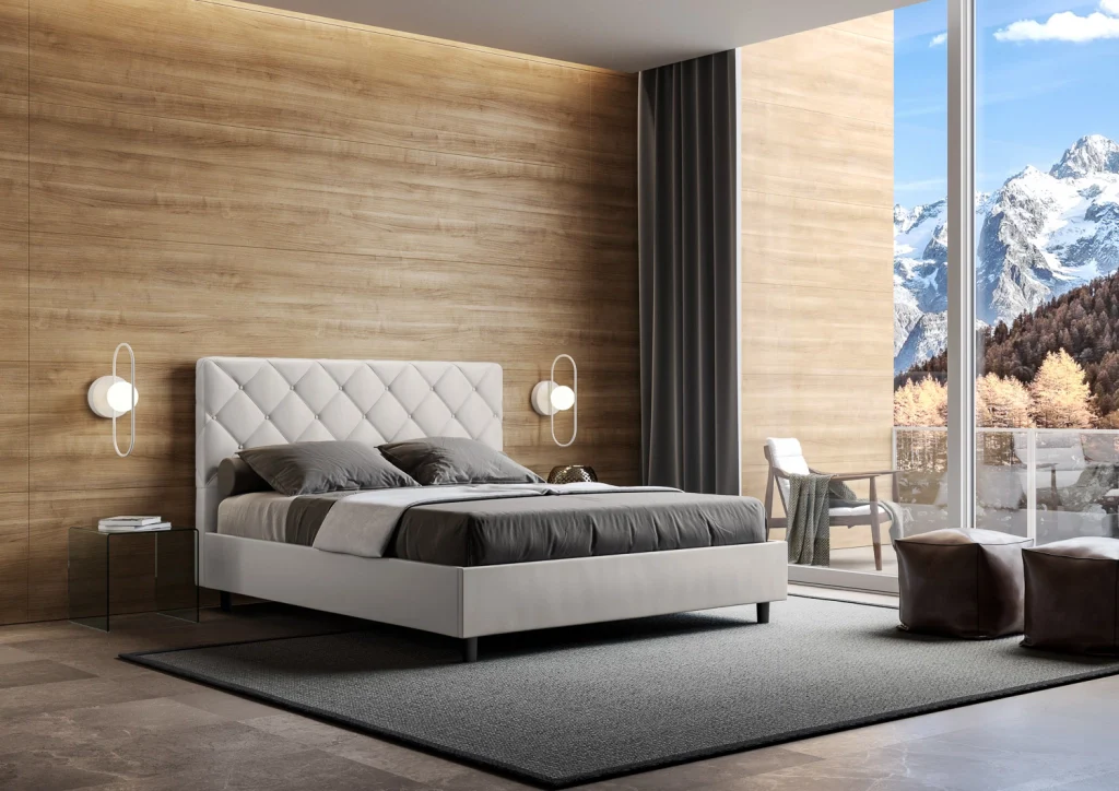 BS COM Letto matrimoniale king size senza rete imbottito 170x200 similpelle bianco - Image 4