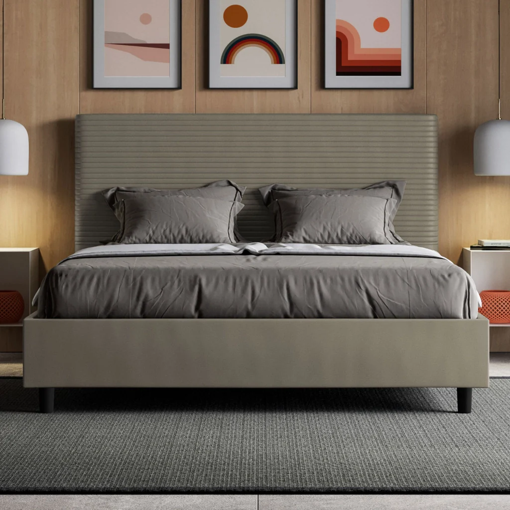 BS COM Letto matrimoniale king size senza rete imbottito 170x200 similpelle cappuccino - Image 4