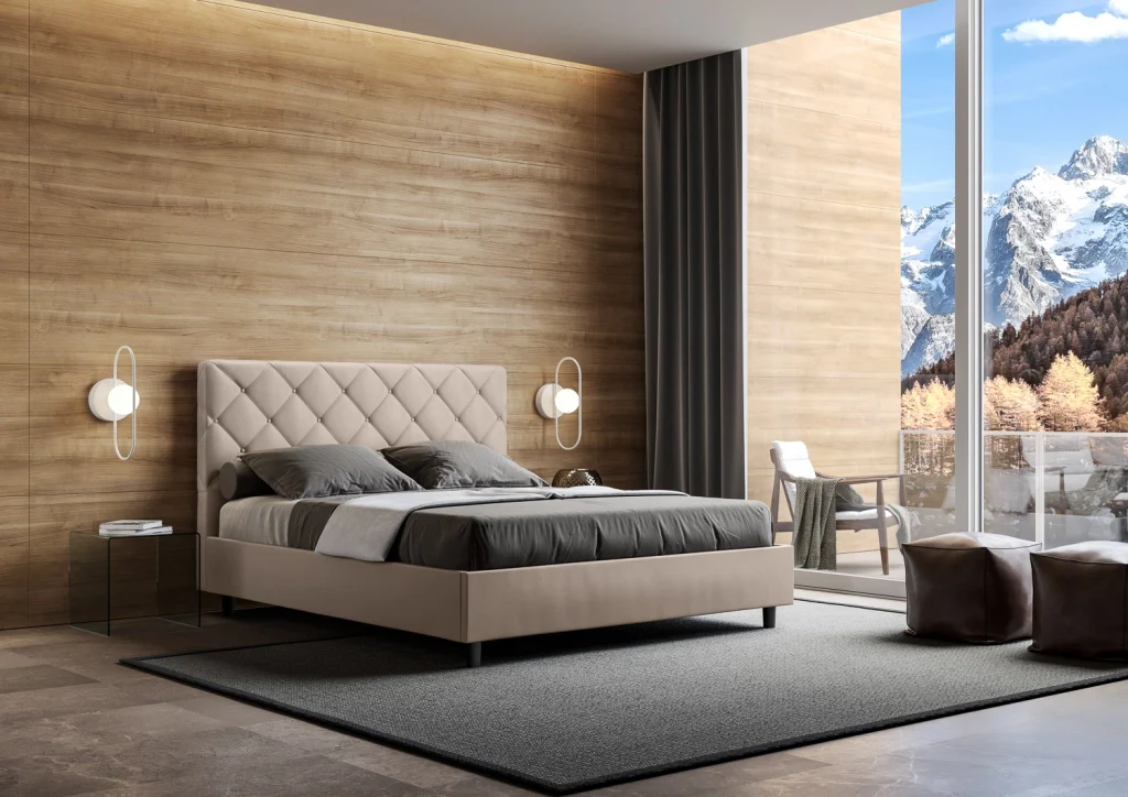 BS COM Letto matrimoniale king size senza rete imbottito 170x200 similpelle tortora - Image 3