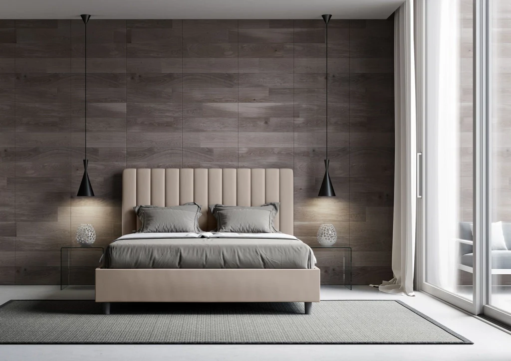 BS COM Letto matrimoniale king size senza rete imbottito 170x200 similpelle tortora - Image 3