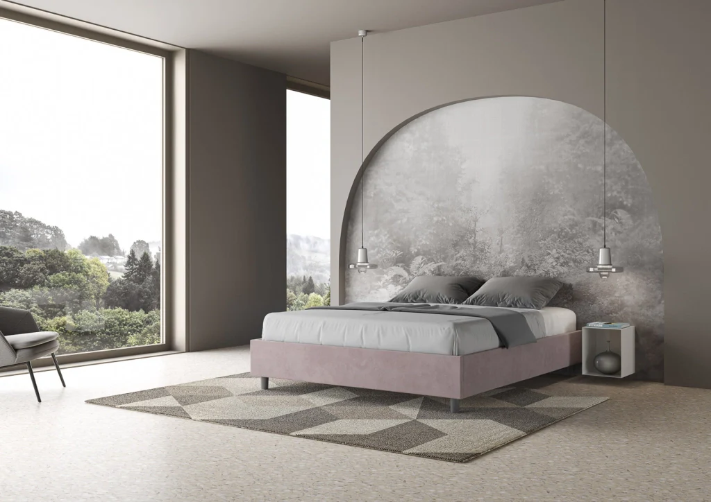 BS COM Letto matrimoniale king size senza rete imbottito 170x210 microfibra glicine - Image 4