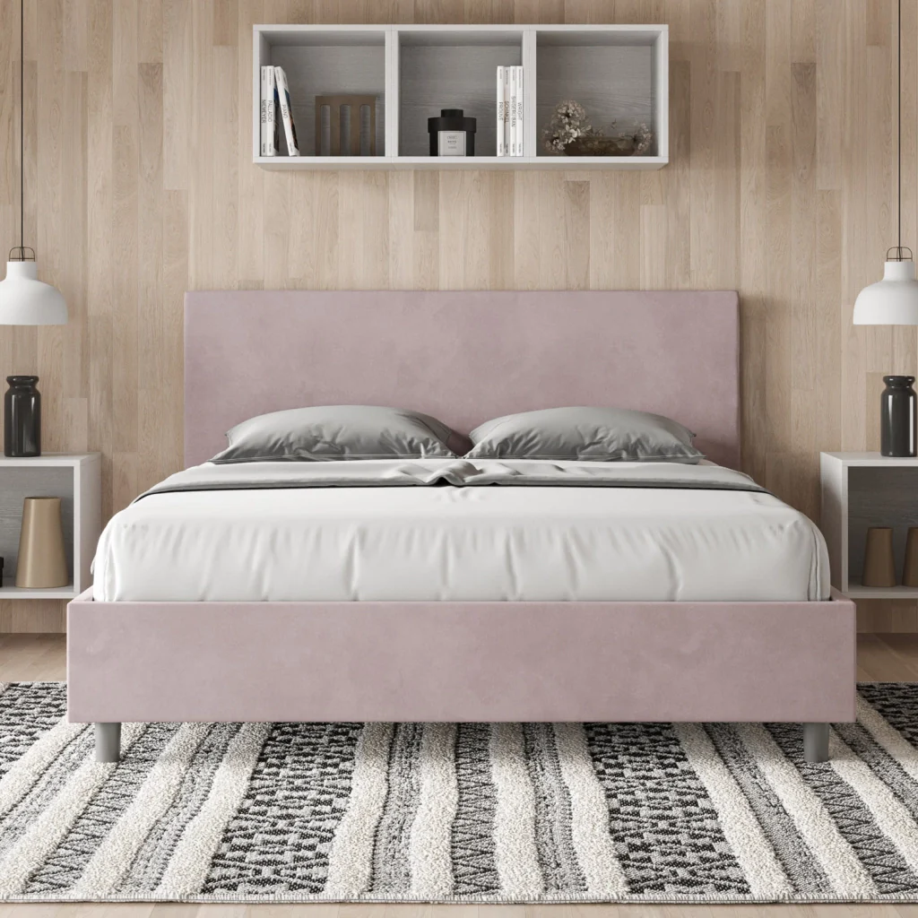 BS COM Letto matrimoniale king size senza rete imbottito 170x210 microfibra glicine - Image 3