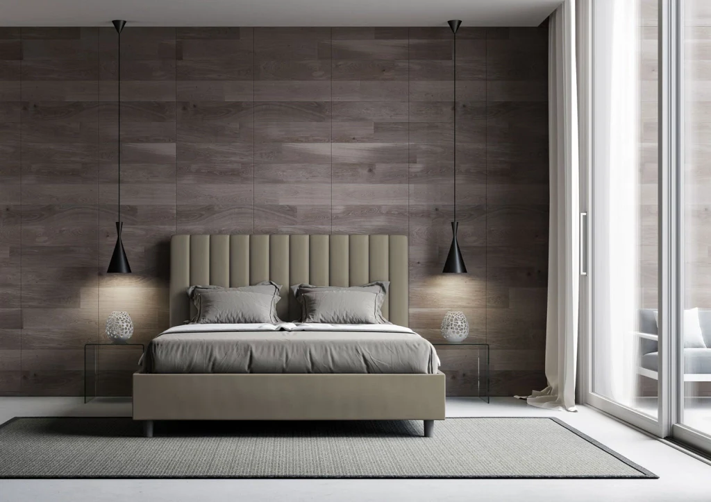 BS COM Letto matrimoniale king size senza rete imbottito 170x210 similpelle cappuccino - Image 2