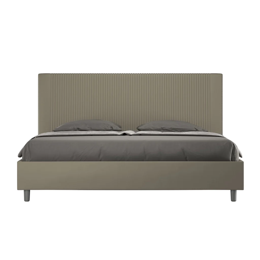 BS COM Letto matrimoniale king size senza rete imbottito 180x190 similpelle cappuccino