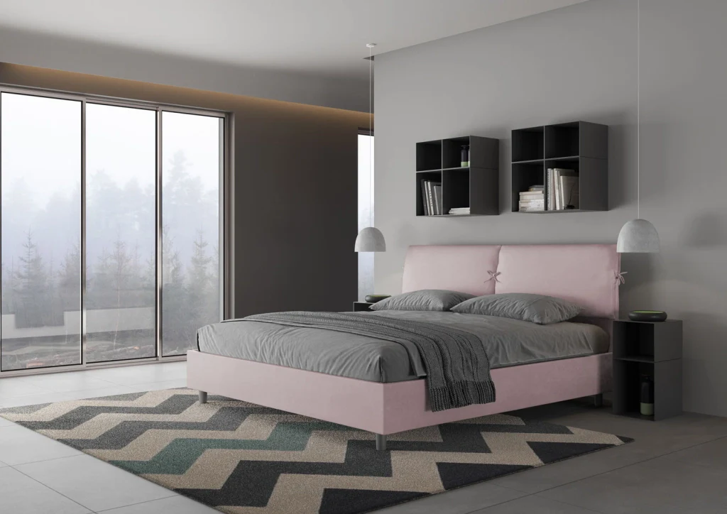 BS COM Letto matrimoniale king size senza rete imbottito 180x200 microfibra glicine - Image 4
