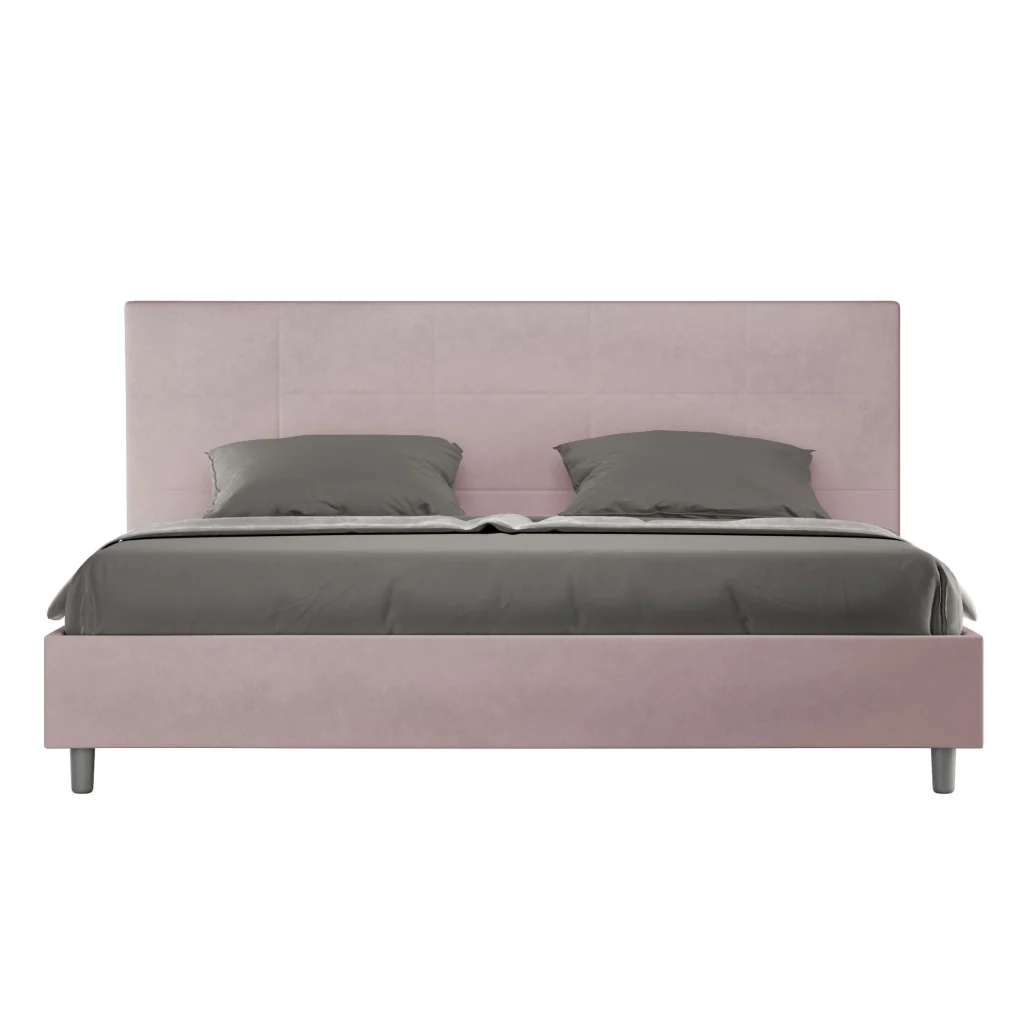 BS COM Letto matrimoniale king size senza rete imbottito 190x190 microfibra glicine