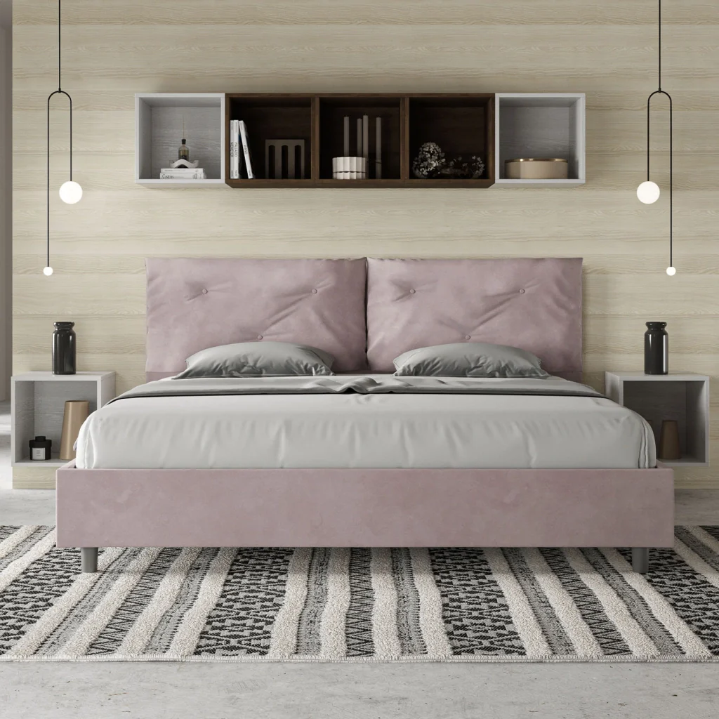 BS COM Letto matrimoniale king size senza rete imbottito 190x200 microfibra glicine Large - Image 3