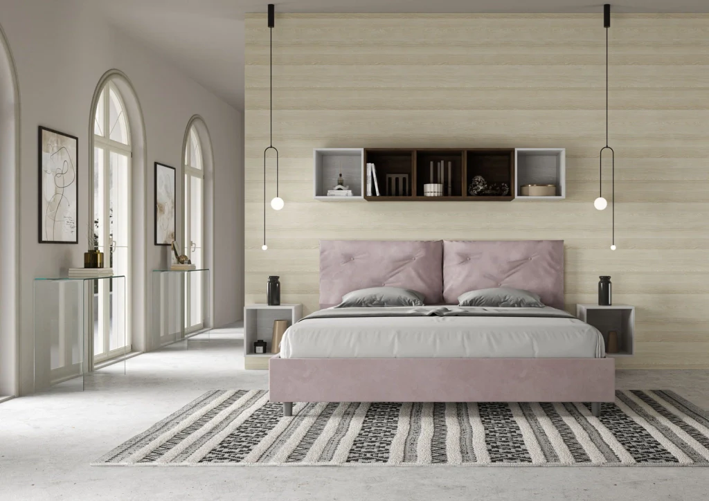 BS COM Letto matrimoniale king size senza rete imbottito 190x200 microfibra glicine Large - Image 4