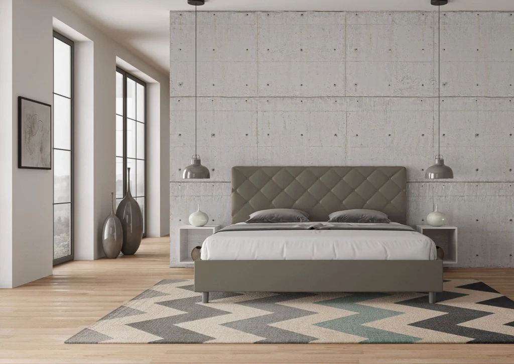 BS COM Letto matrimoniale king size senza rete imbottito 190x200 similpelle cappuccino - Image 2