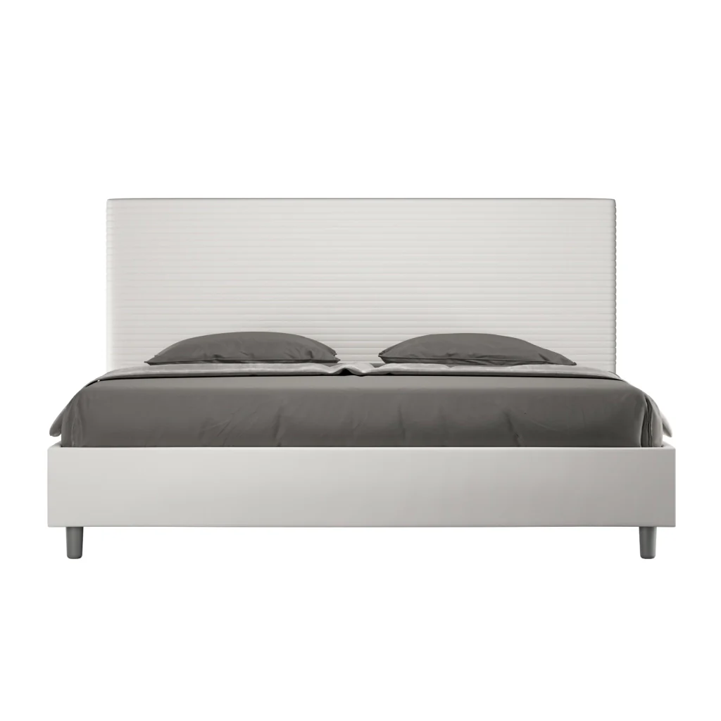 BS COM Letto matrimoniale king size senza rete imbottito 190x210 similpelle bianco