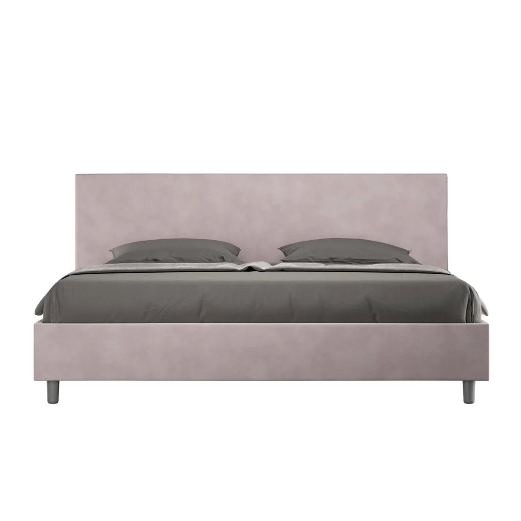 BS COM Letto matrimoniale king size senza rete imbottito 200x200 microfibra glicine