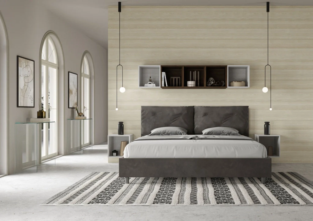 BS COM Letto matrimoniale king size senza rete imbottito 200x200 microfibra grigio - Image 4