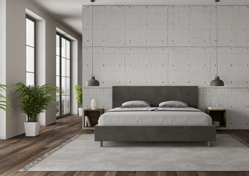 BS COM Letto matrimoniale king size senza rete imbottito 200x200 microfibra grigio - Image 3