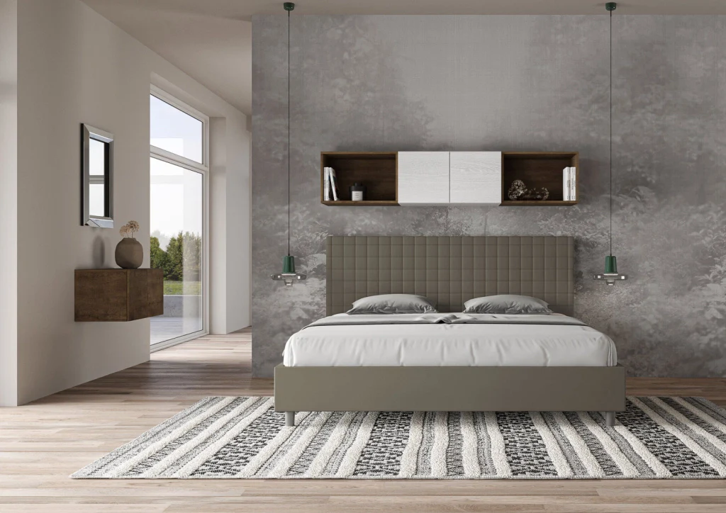 BS COM Letto matrimoniale king size senza rete imbottito 200x200 similpelle cappuccino - Image 3
