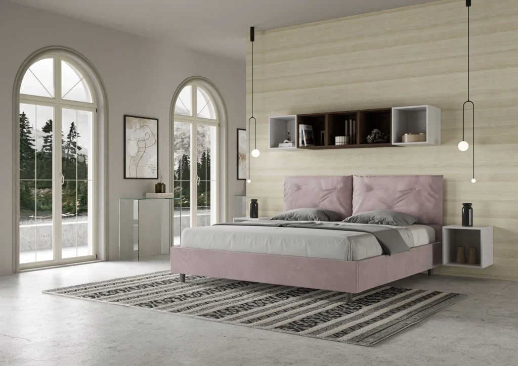 BS COM Letto matrimoniale king size senza rete imbottito 200x210 microfibra glicine - Image 2