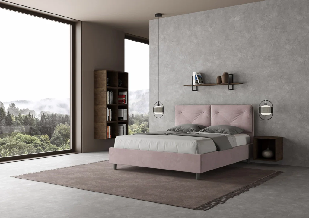 BS COM Letto matrimoniale senza rete imbottito 160x190 microfibra glicine - Image 4